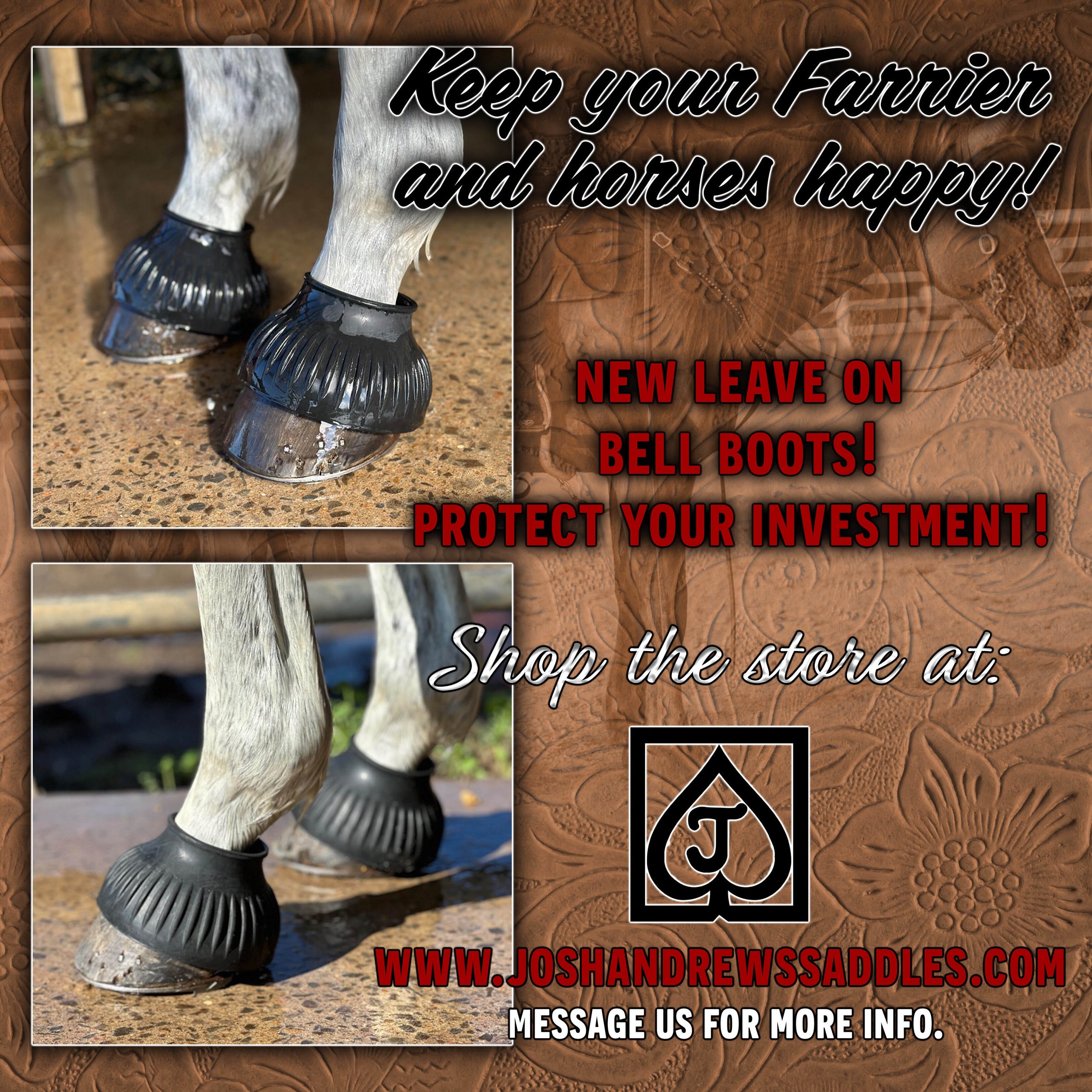 Dura Slip on Bell Boots Josh Andrews Saddles & Horses